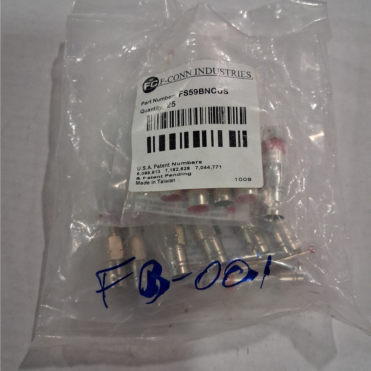 (17-Pack) F-Conn FS59BNCUS BNC Female Splice Connector RG59 CCTV 75 Ohm 2GHz