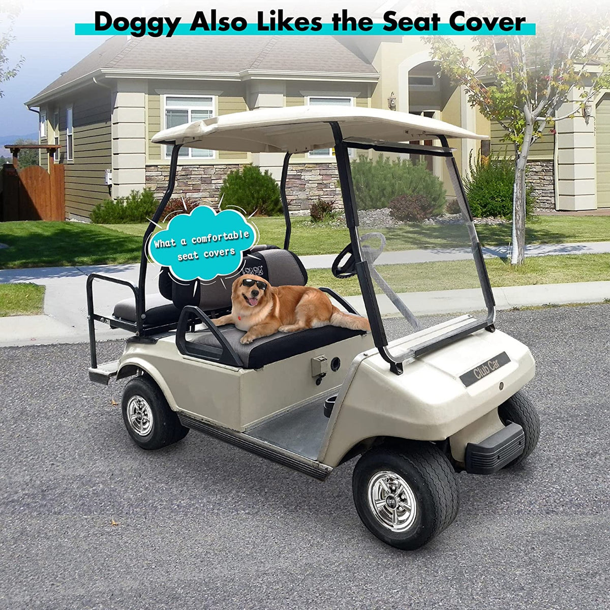 10L0L Golf Cart Front Seat Cover Grey/ Black Mesh EZGO TXT RXV Club Car DS XS