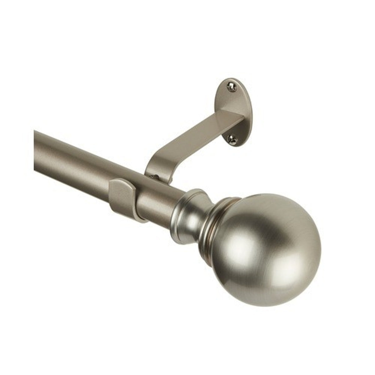 Elrene Cordelia 86-120" Adjustable Window Curtain Rod Ball Finial Brushed Nickel