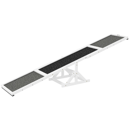 PawHut Wooden Dog Agility Seesaw Teeter Totter Training Exercise Weather White