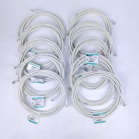 Panduit Netkey NK5EPC10Y Cat5e UTP RJ45 Patch Cable 10ft Off White 10-Pack