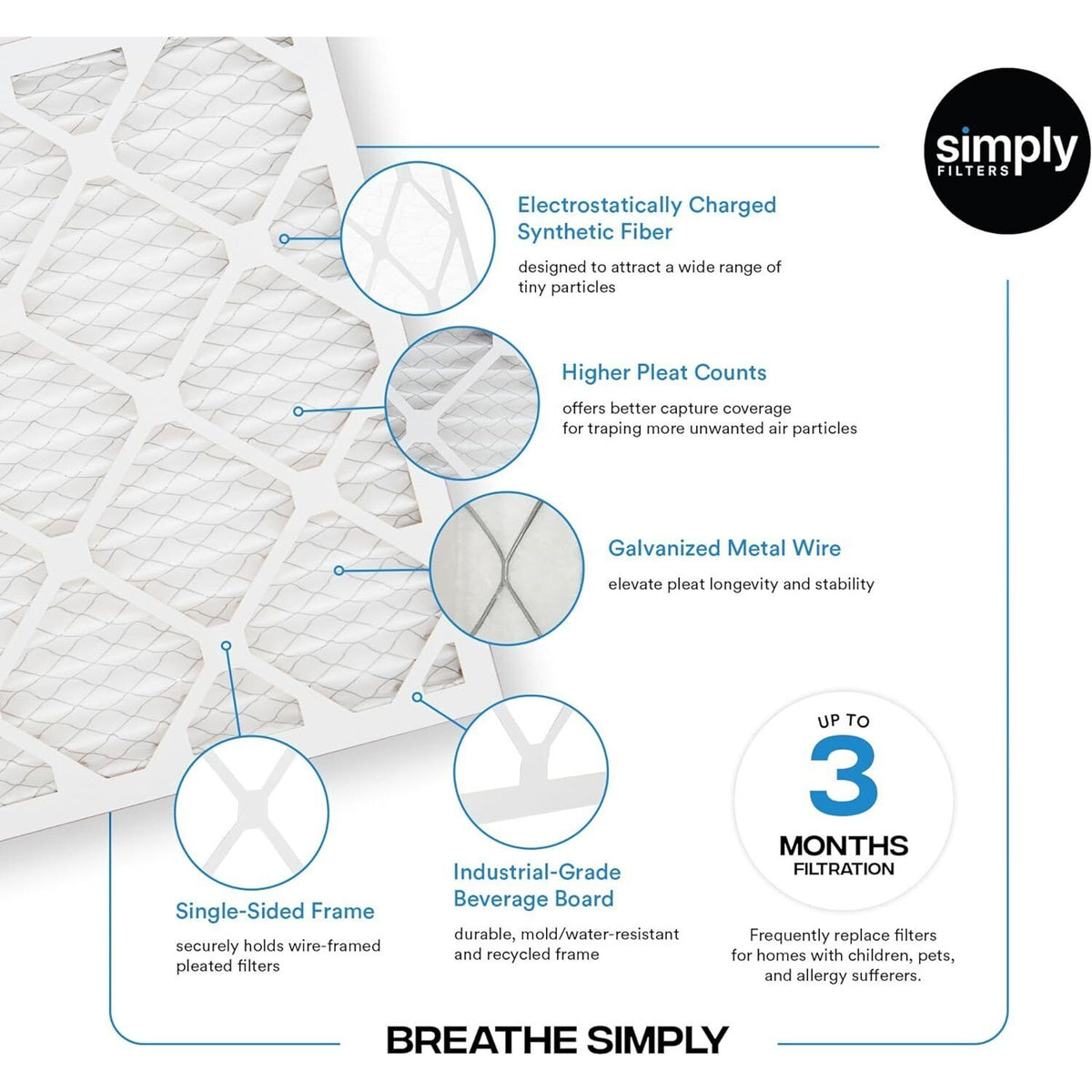 6-Pack Air Filters 12x24x1, MERV 8, MPR 600, HVAC, AC Furnace, Pleated Filter