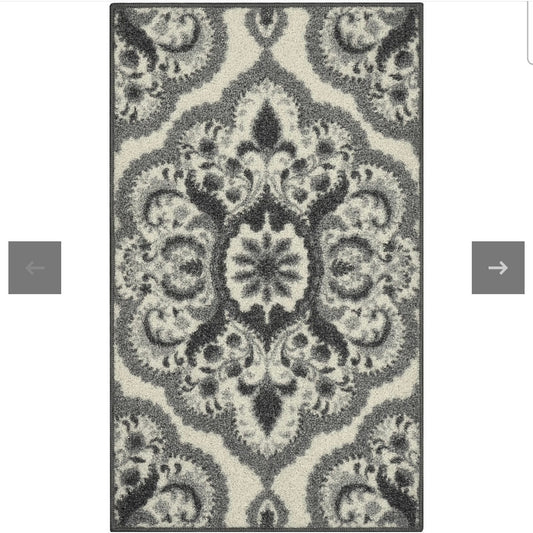 20" x 34" Accent Rug, Maples Rugs Marisol Traditional Indoor Washable Grey