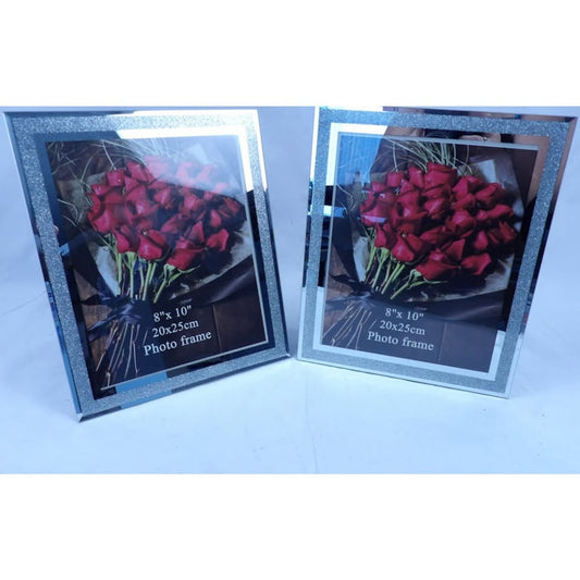 (2-Pack) 8"x10" Silver Picture Frames Photo Frames for Tabletop w/Sparkle Glass