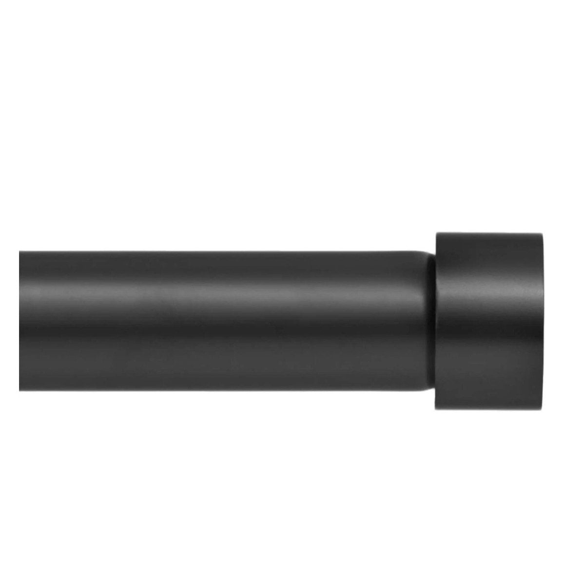 28"-48" Window Curtain Rod Adjustable, 1" End Cap Style, Black Drapery Rod