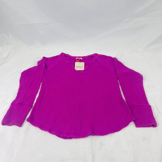 Knox Rose Women's Thermal Top Long Sleeve Notch Neck Raspberry Pink Size Medium