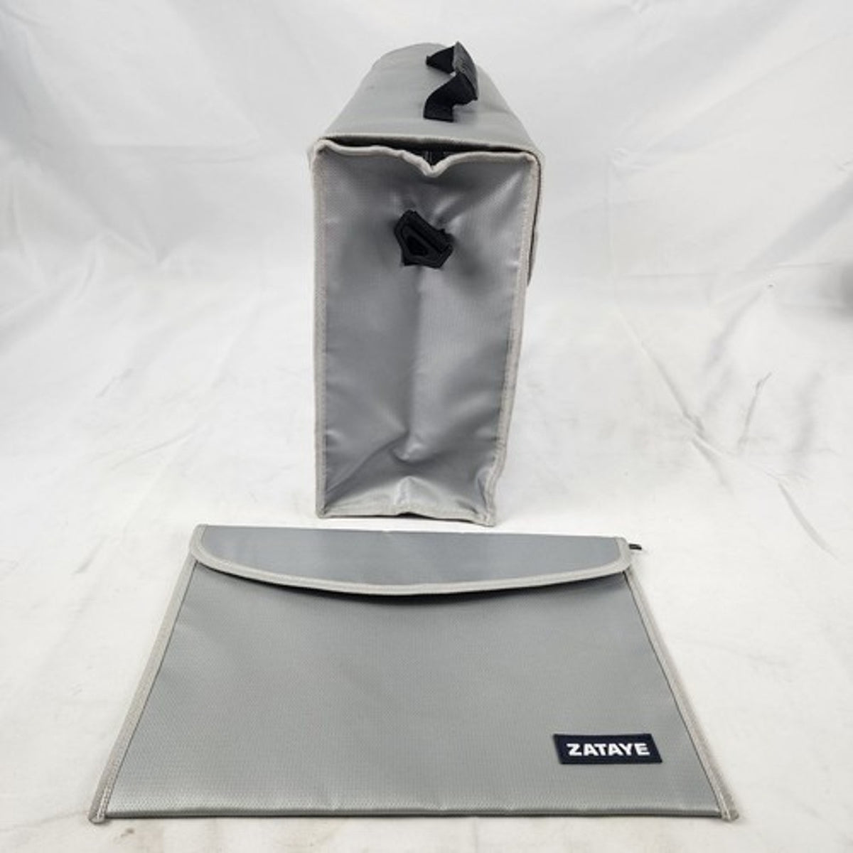 Fireproof Document Bag Set Large File Organizer & Small Money Pouch Silver