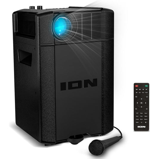 Portable Outdoor LED Projector Bundle w/ 30W Speakers, Mic, USB & HDMI Connects