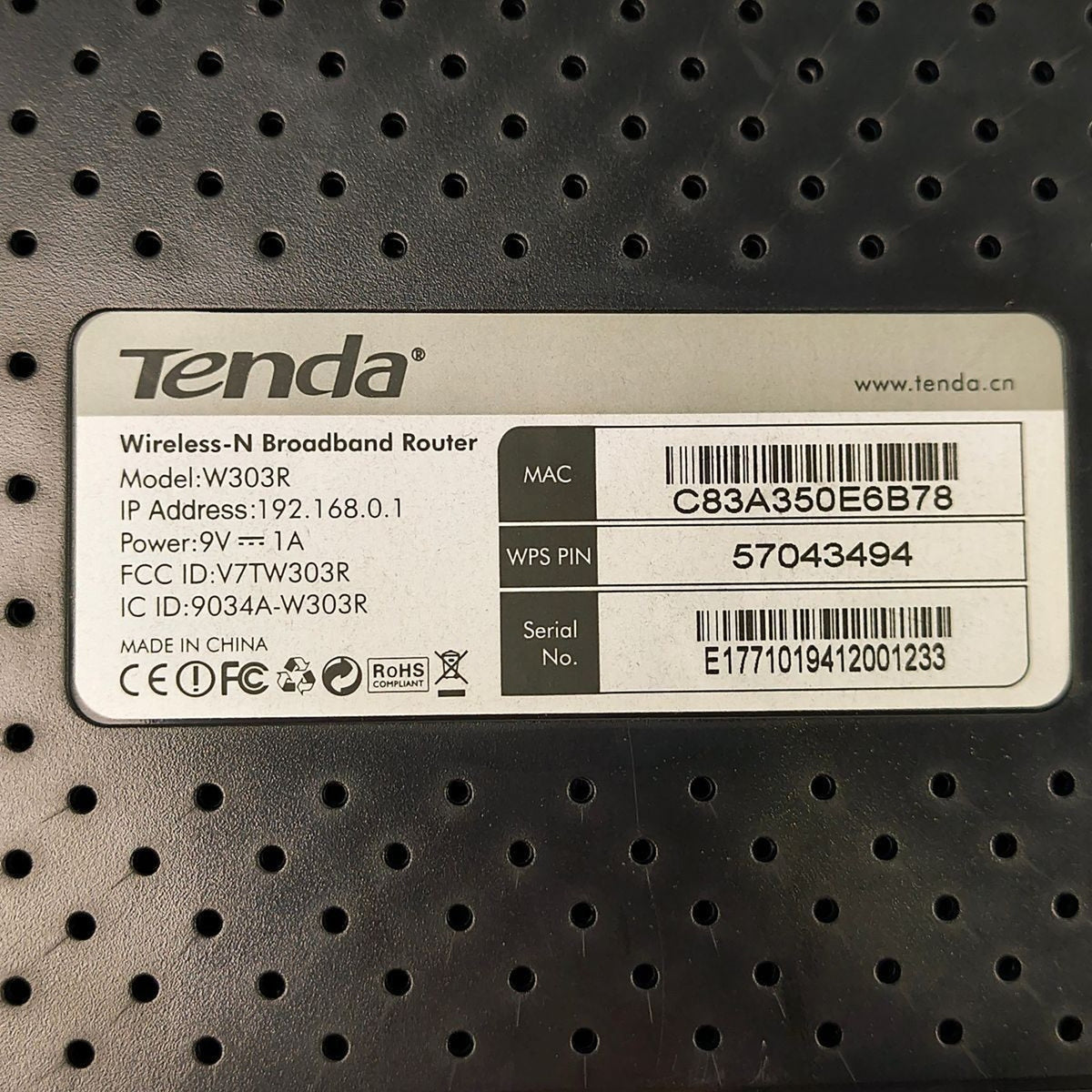 Tenda W303R Wireless-N Broadband WiFi Router 3 Antenna