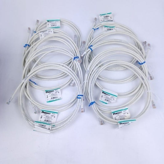 Panduit Netkey NK5EPC7Y Cat5e UTP RJ45 Patch Cable 7ft Off-White 10-Pack NEW