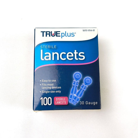 TRUEplus Sterile Lancets 30 Gauge 100 Count Diabetic Blood Glucose Test Supply