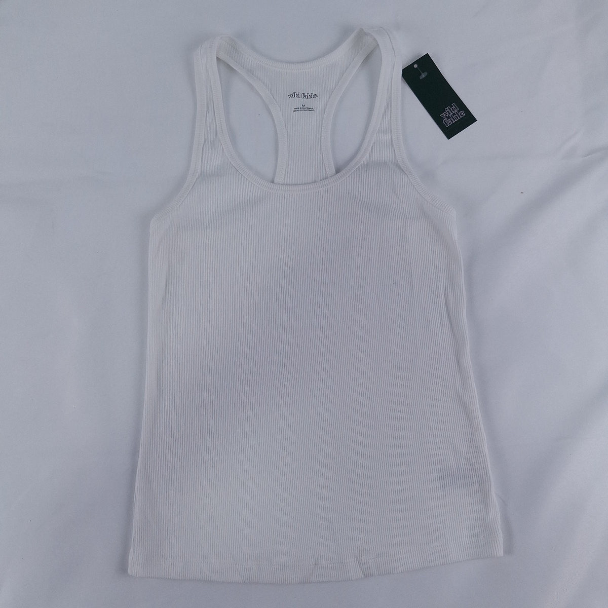 Wild Fable Women's White Ribbed Racerback Tank Top M Cotton Blend NWT