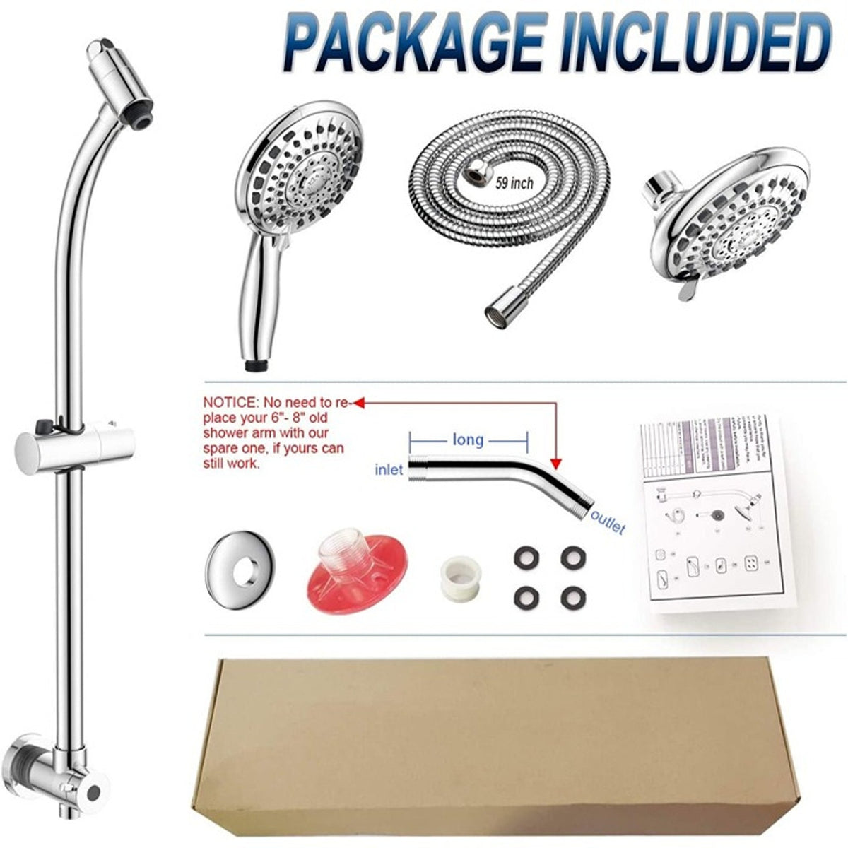Chrome 5" Handheld Showerhead & Rain Shower Combination Shower Head