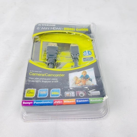 XTREME 6ft Mini HDMI to HDMI Cable 1440p 3D High Speed Camera Camcorder