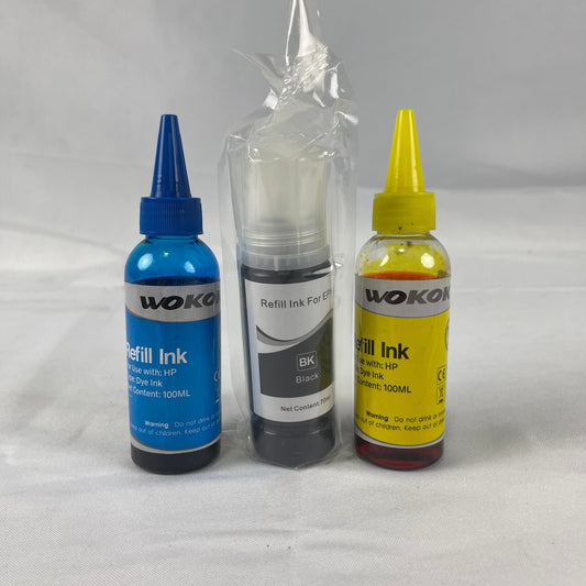 WOKOK Refill Ink Set Cyan Yellow 100mL Black 70mL For HP Epson Printers Lot