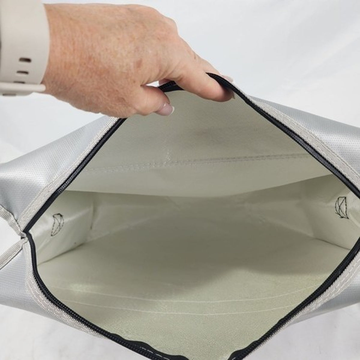 Fireproof Document Bag Set Large File Organizer & Small Money Pouch Silver