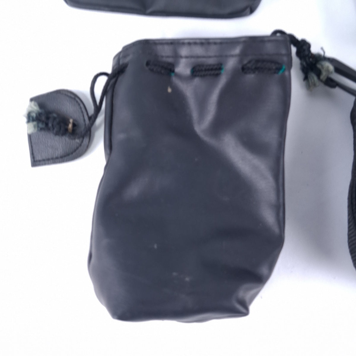 Mixed Lot 4 Black Pouches Zippered Drawstring Faux Leather Neoprene Bags