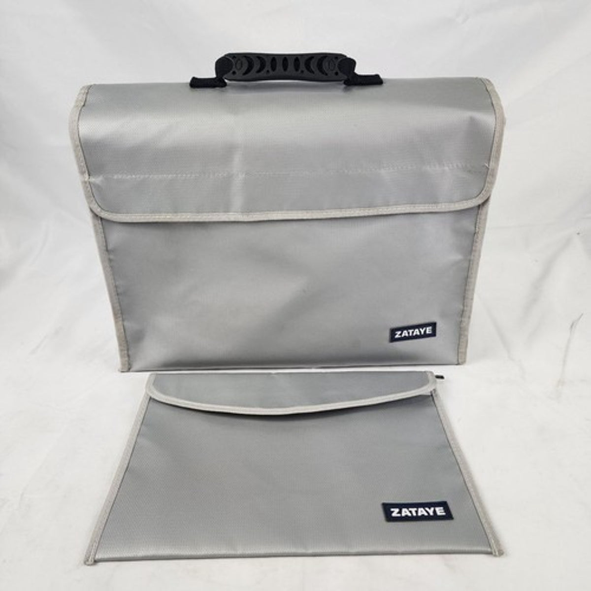 Fireproof Document Bag Set Large File Organizer & Small Money Pouch Silver