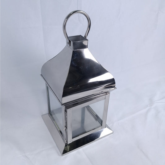 Silver Decorative Lanterns 13" w/ Tempered Glass for Events Parties & Weddings