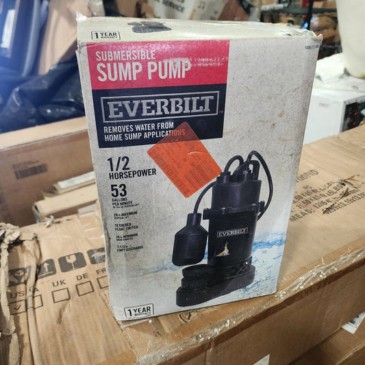 Everbilt 1/2 HP Aluminum Submersible Sump Pump Tether Switch