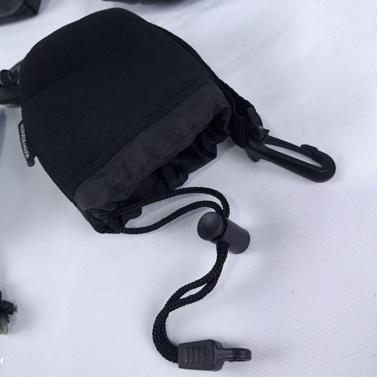 Mixed Lot 4 Black Pouches Zippered Drawstring Faux Leather Neoprene Bags
