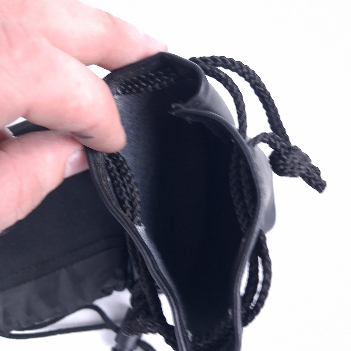Mixed Lot 4 Black Pouches Zippered Drawstring Faux Leather Neoprene Bags