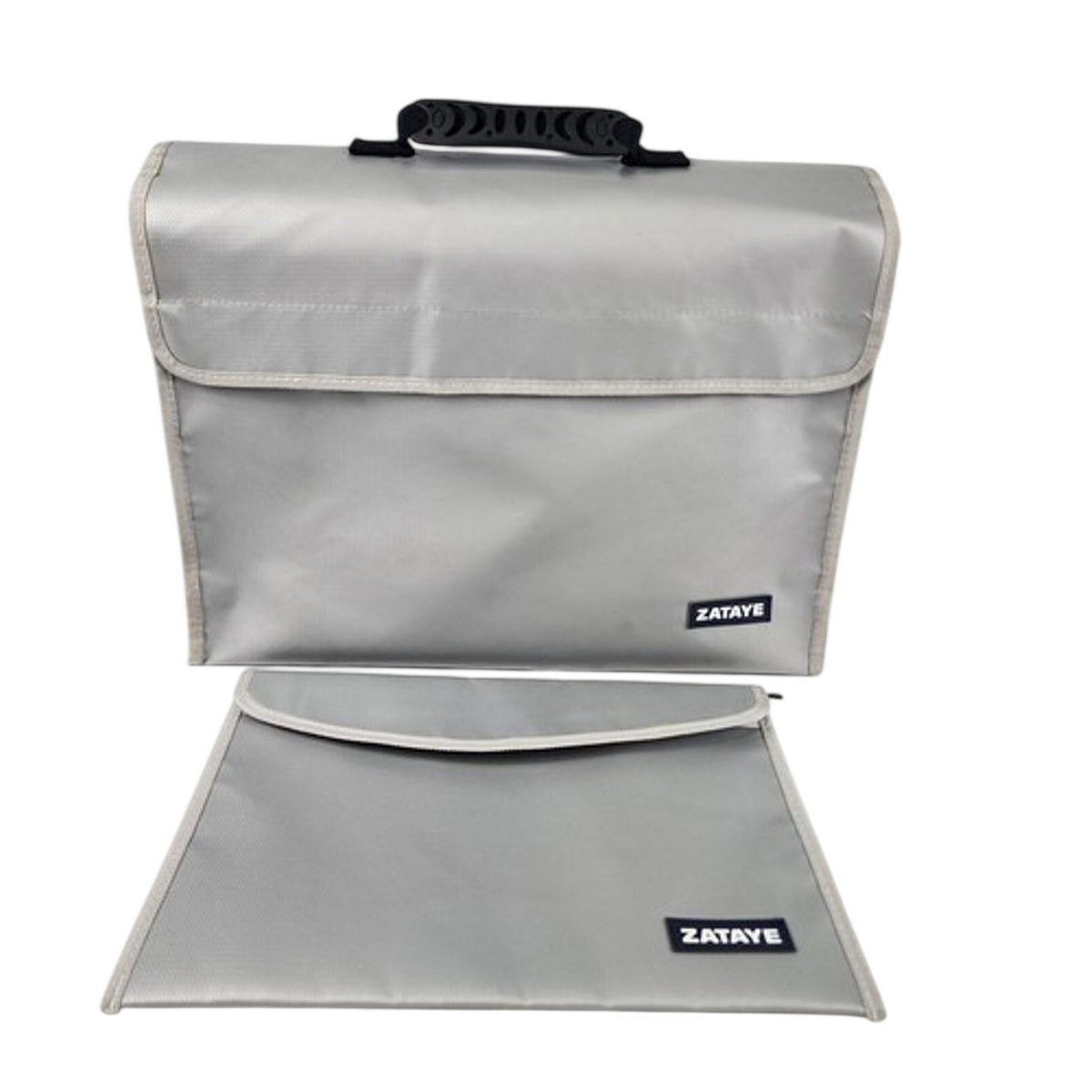 Fireproof Document Bag Set Large File Organizer & Small Money Pouch Silver