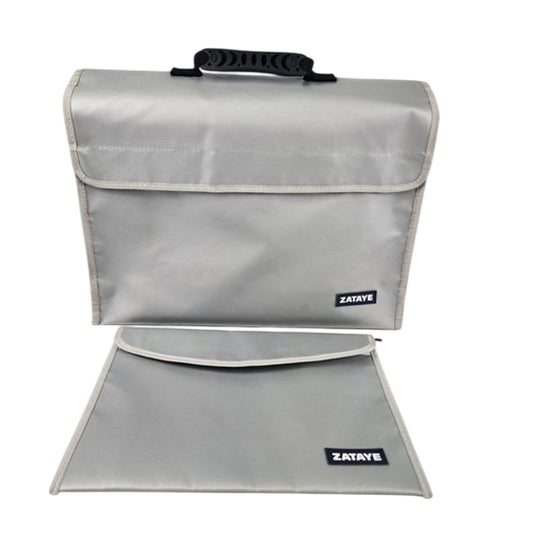 Fireproof Document Bag Set Large File Organizer & Small Money Pouch Silver