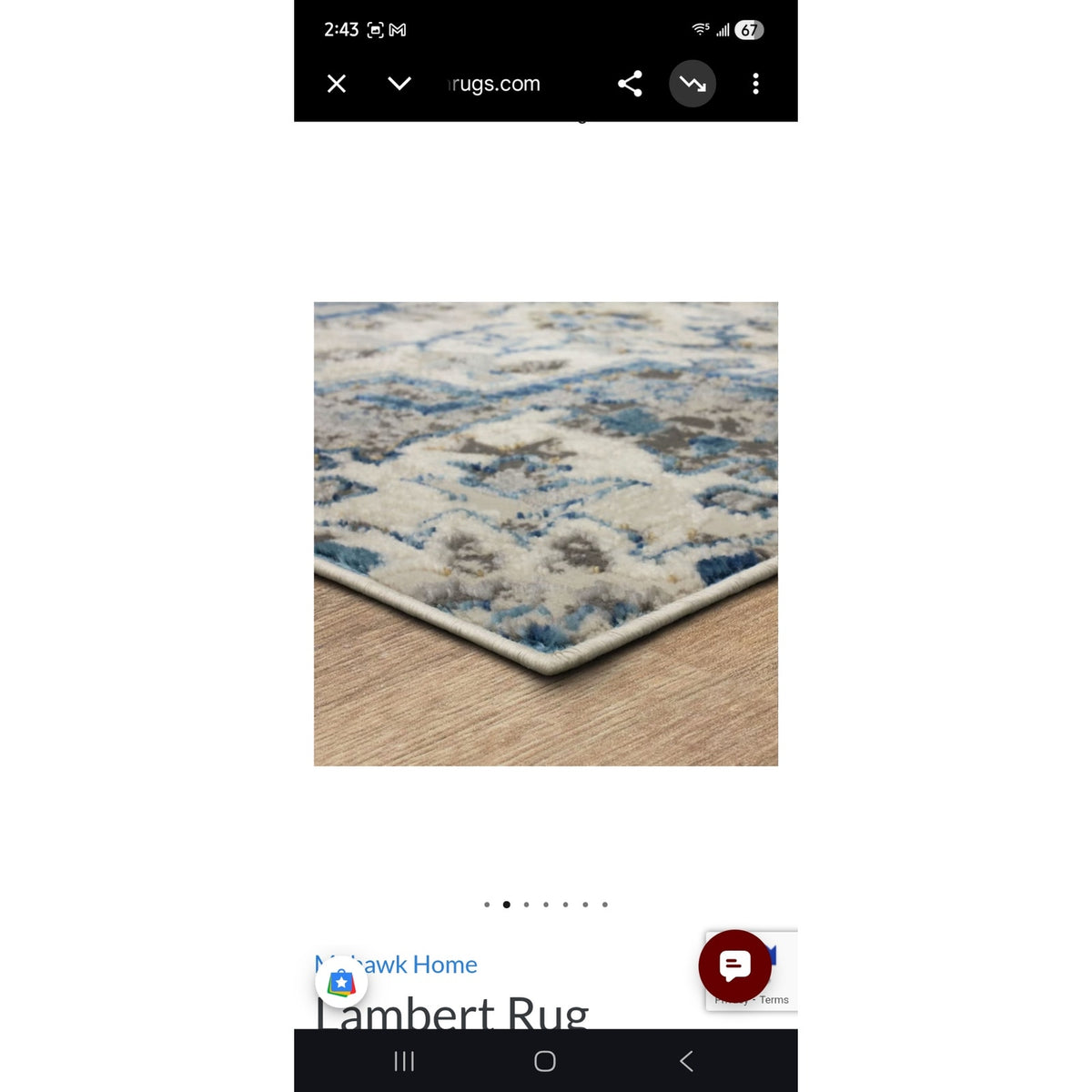 2' x 3' Runner Rug Mohawk Home Lambert Blue Rug (Pyramus Pattern)