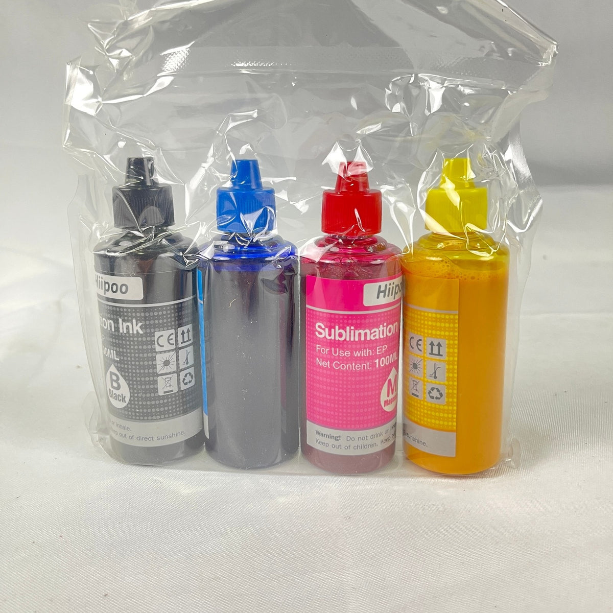 Hiipoo Sublimation Ink Refill Kit 4x100ML CMYK for Epson Printers Vivid Color