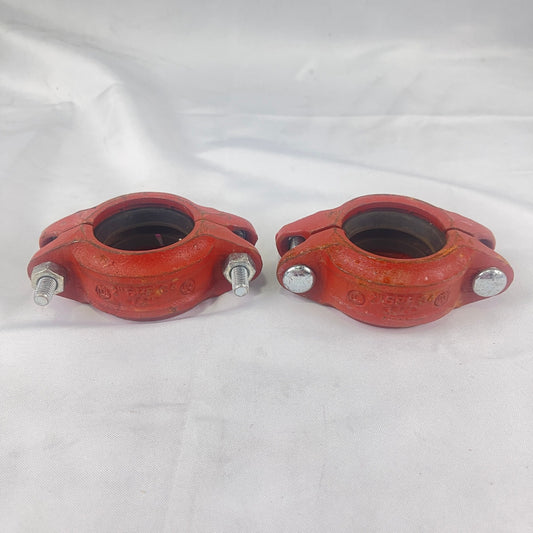 2-Pack 2" SPF C4 Anvil C-4 Grooved Rigid Coupling Fire Sprinkler Pipe Clamp Red
