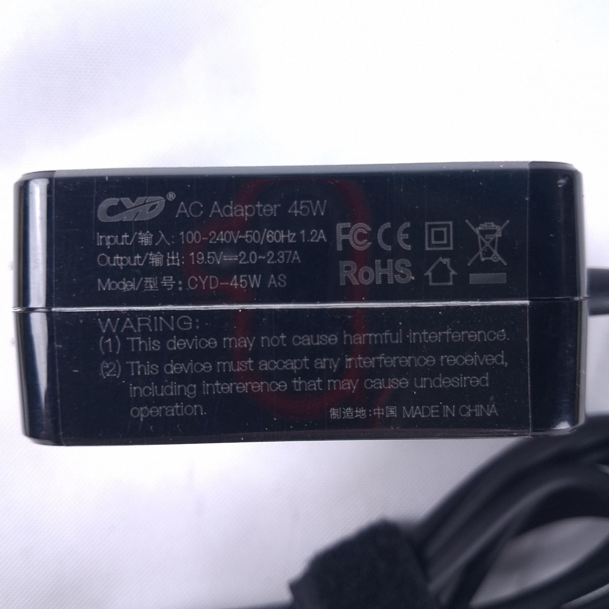 CYD 45W 19.5V 2.37A AC Adapter Charger ASUS CYD-45W-AS Laptop Power Supply Cord