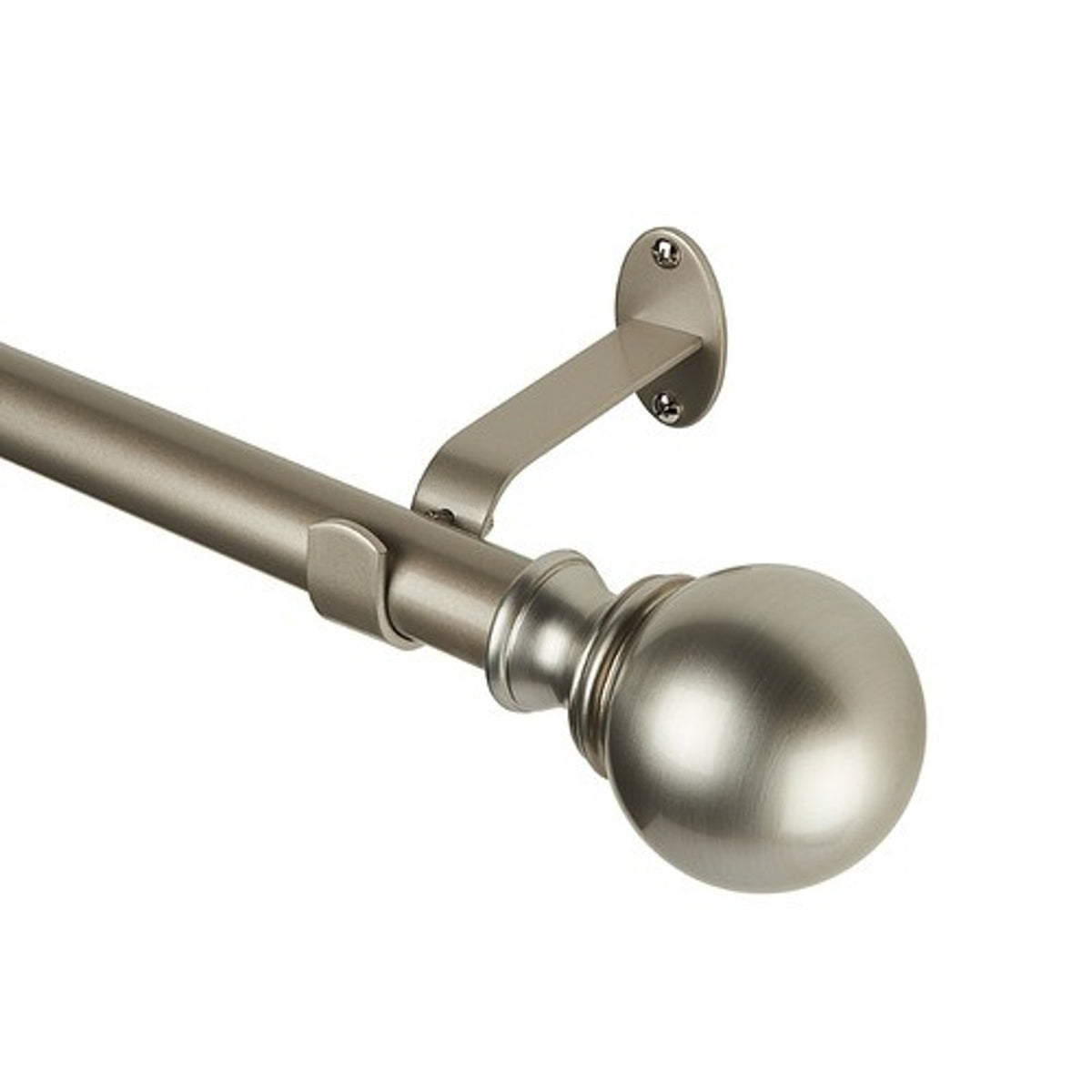 Elrene Cordelia 86-120" Adjustable Window Curtain Rod Ball Finial Brushed Nickel