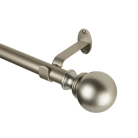 Elrene Cordelia 86-120" Adjustable Window Curtain Rod Ball Finial Brushed Nickel
