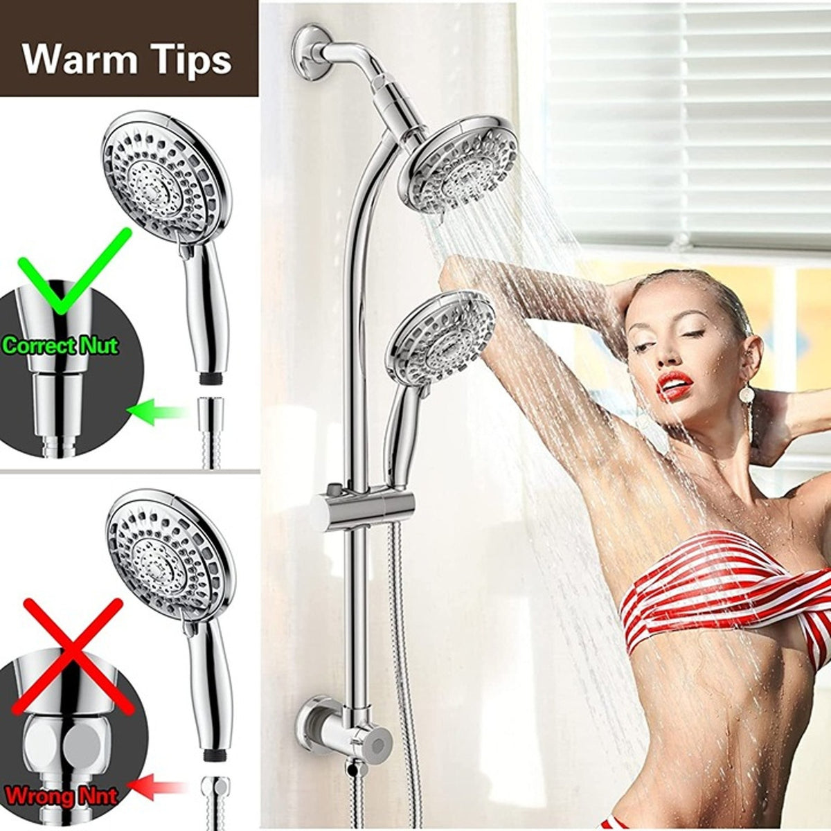 Chrome 5" Handheld Showerhead & Rain Shower Combination Shower Head