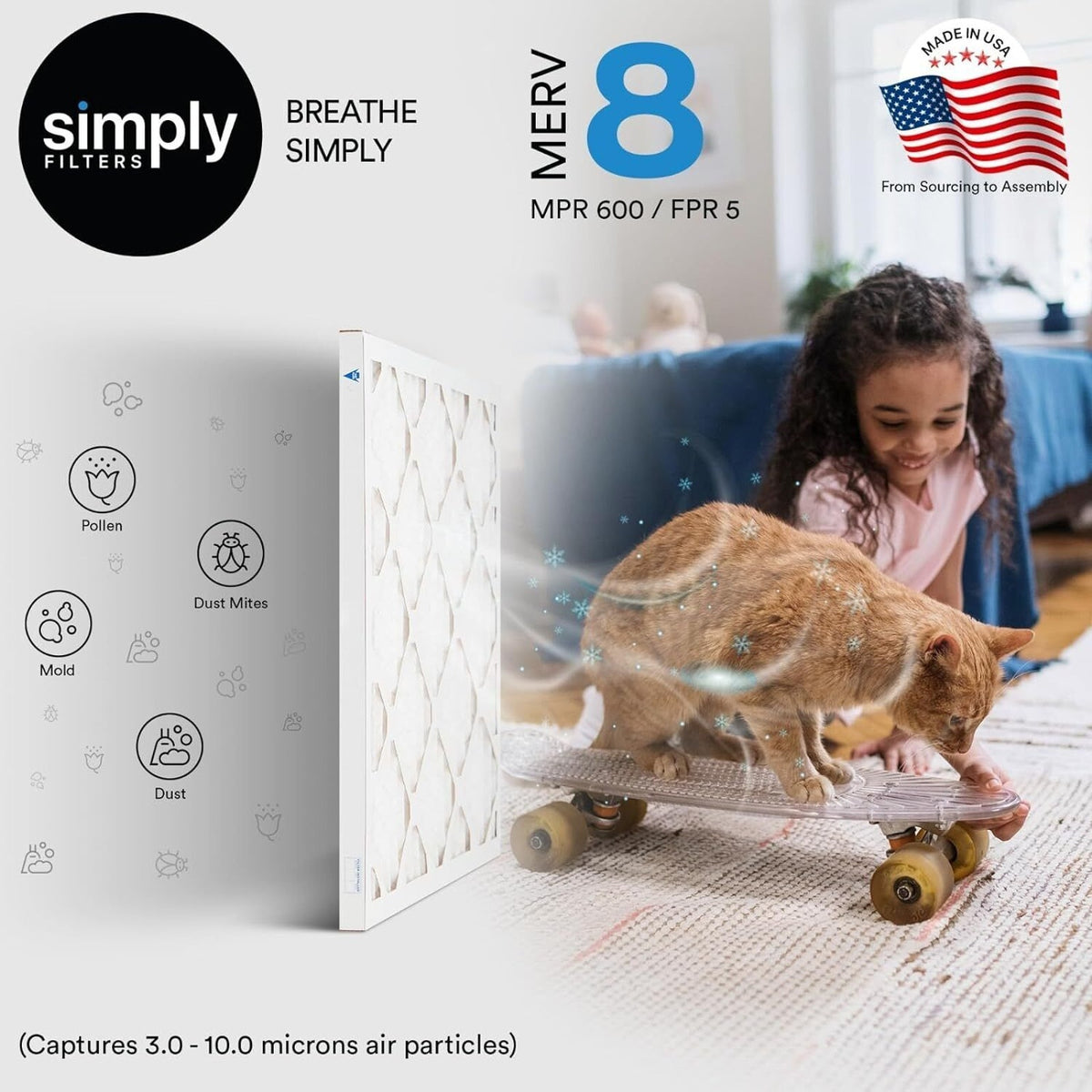 6-Pack Air Filters 12x24x1, MERV 8, MPR 600, HVAC, AC Furnace, Pleated Filter