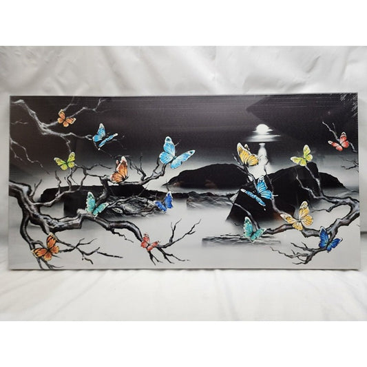 Large Butterfly Tree Canvas 40" x 20" Wall Art - Black & White Abstract Print
