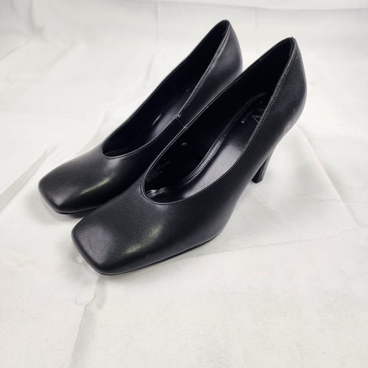 Worthington Wor East Black Square Toe Block Heel Pumps Women's Size 9