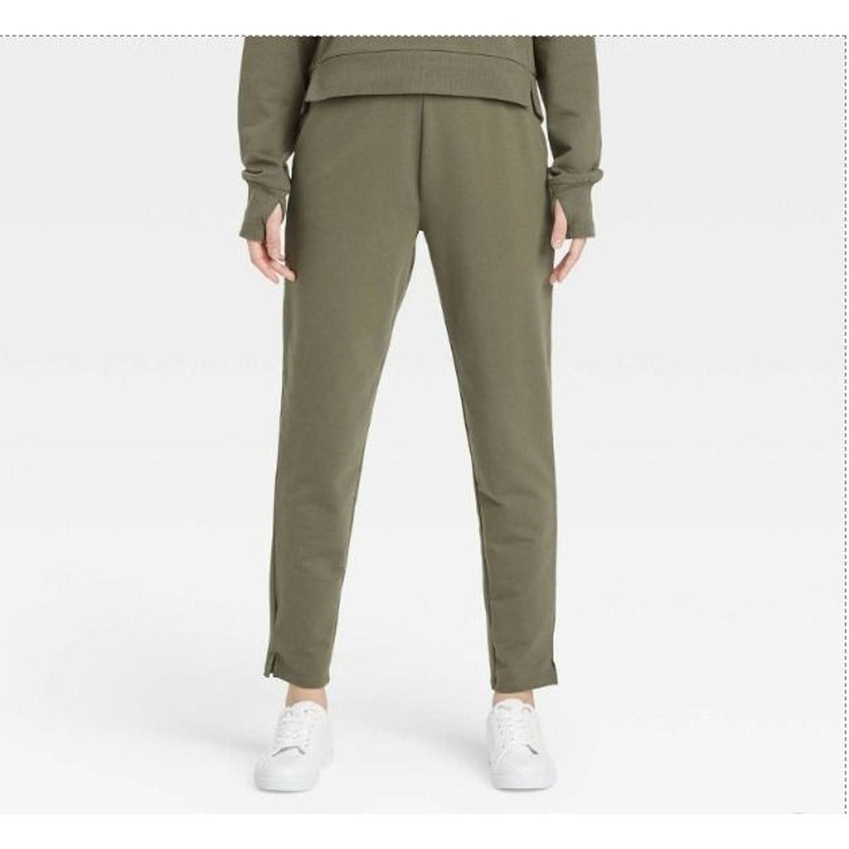 Women's Large (32-36" Waist) High-Rise French Terry Butter Wash Tapered Pants