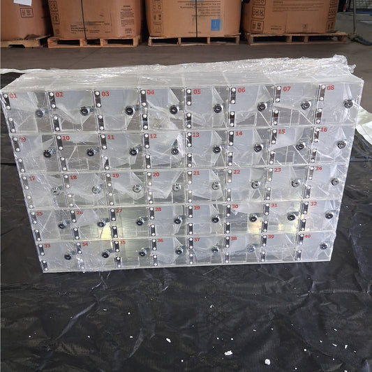 40-Compartment Clear Acrylic Cell Phone Storage Locker 36x24x11 Security Cabinet