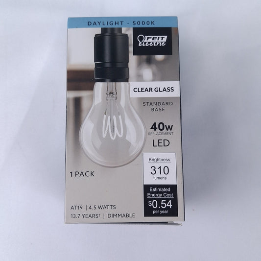 FEIT Electric AT19 4.5W LED 5000K Daylight Clear Glass Dimmable Bulb 1-Pack