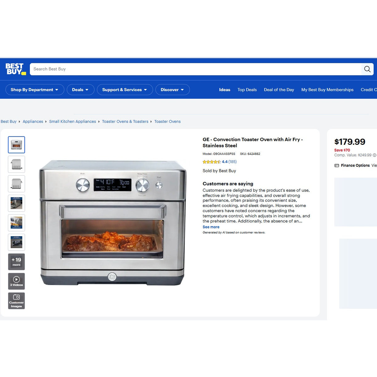 GE Digital Air Fryer 8-in-1 Toaster Oven Stainless Steel Multi Cooker New In Box