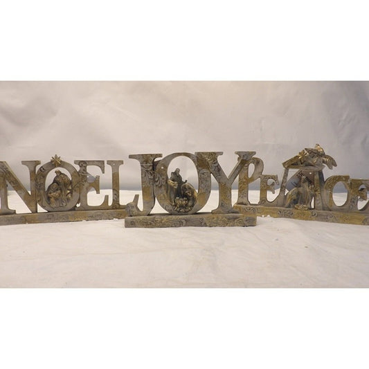 Christmas Nativity Scenes in Peace, Joy and Noel Signs, Set of 3
