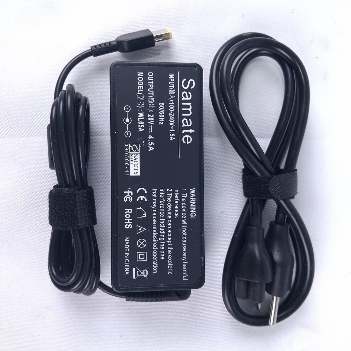 Samate WL65A 90W AC Adapter Charger 20V 4.5A for Lenovo Slim Tip Laptop