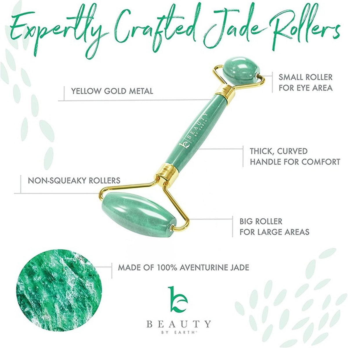 Jade Roller for Face Aventurine Stone Anti-Squeak Facial Massager Skin Care Tool