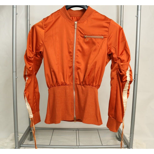Women's Jacket, Orange Jacket, Cropped Jacket, Full Zip, Size X-Large (XL)