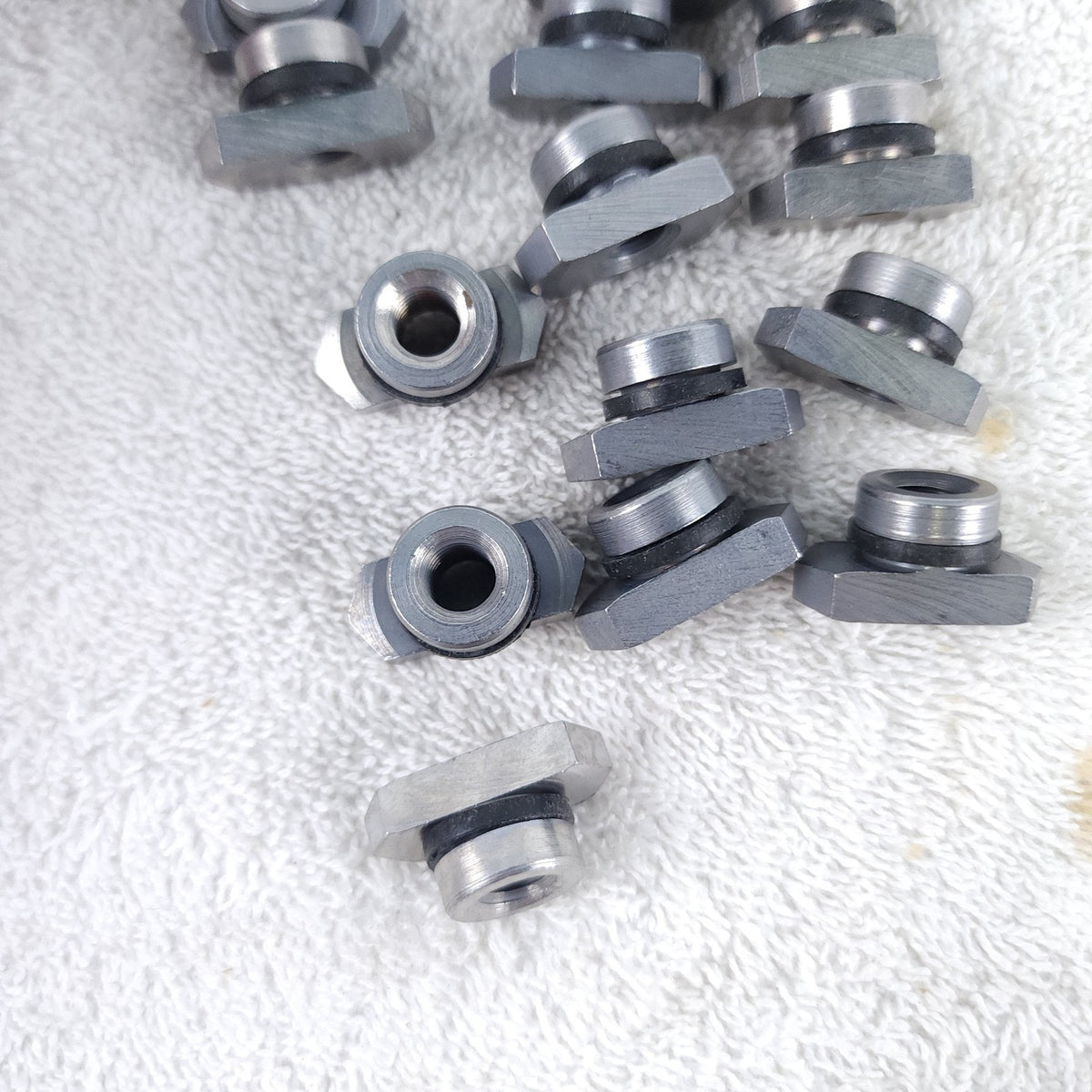 CNC Aluminum Hex Flange Sealing Nuts with O-Ring Seal Lot of 15 Machined
