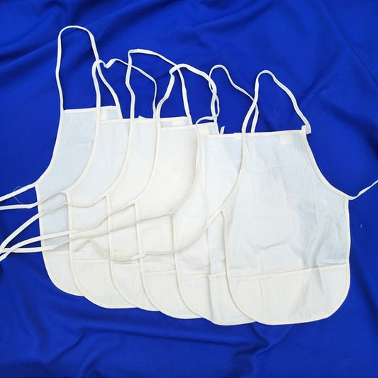 6-Pack Kids Apron Paint Smock For Children Small Size Ages 8-12, Light Tan Color