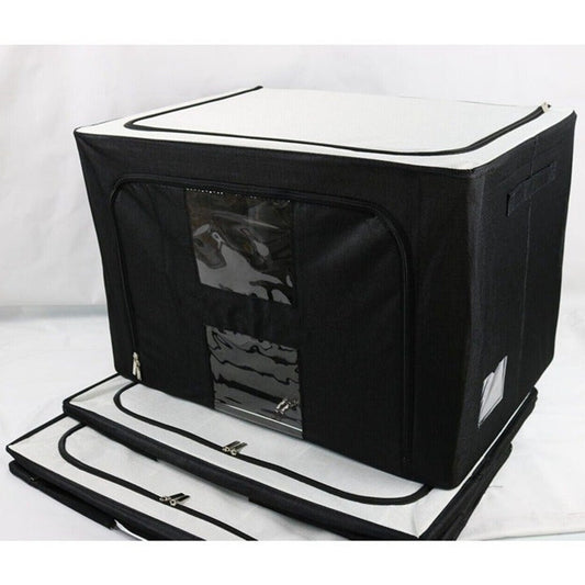 (3-Pack) 24"x17"x15" Oxford Cloth Storage Steel Frame Box w/ Storage Clothes