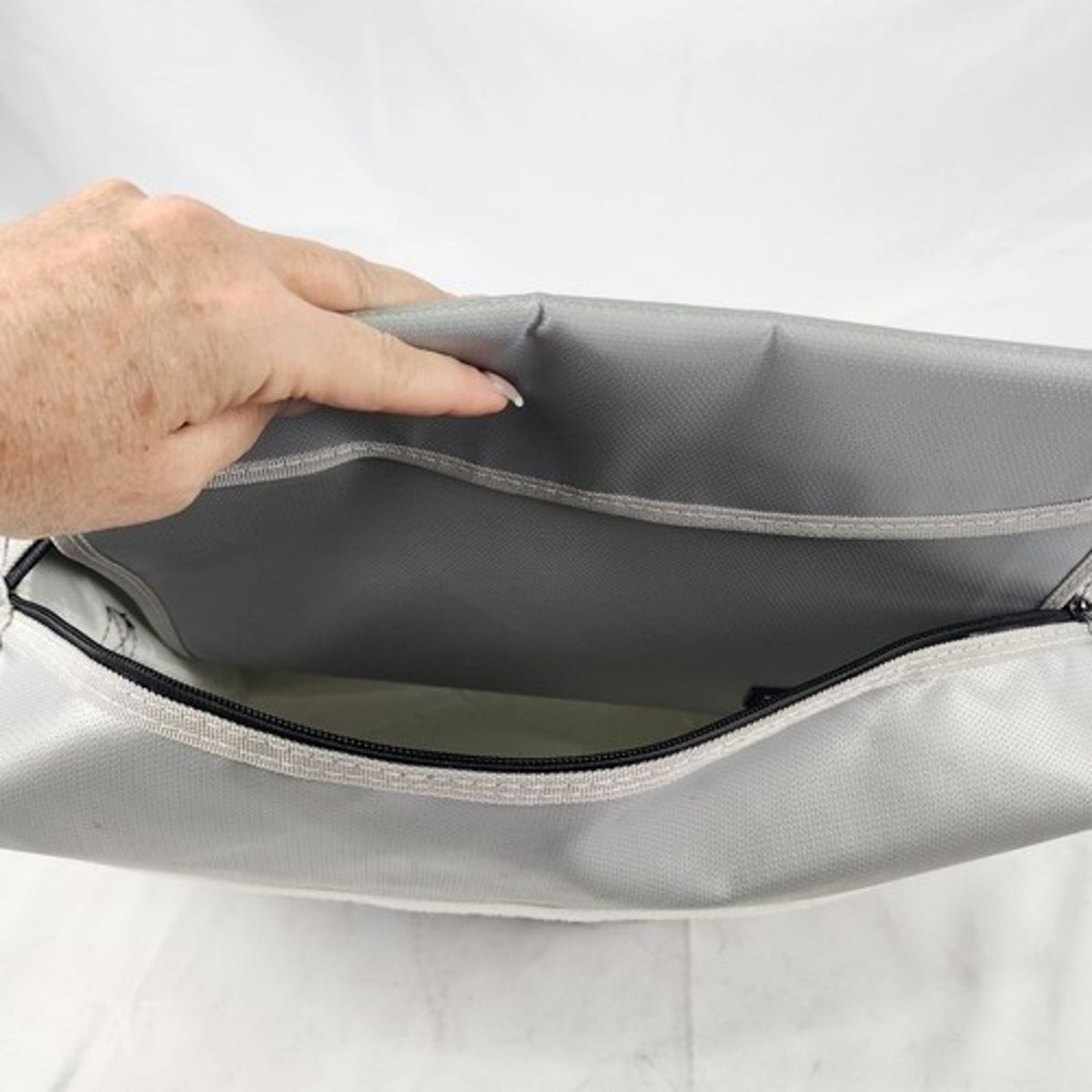Fireproof Document Bag Set Large File Organizer & Small Money Pouch Silver